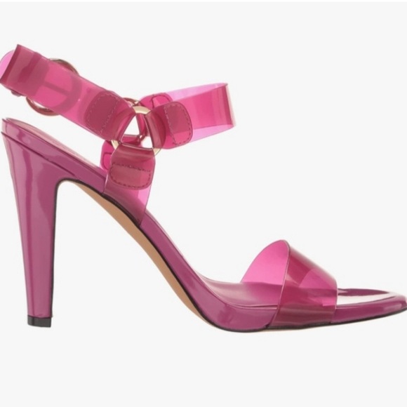 Karl Lagerfeld Paris Orchid Cieone Clear Vinyl Dress Heel Sandals Size 8.5 - Picture 2 of 12